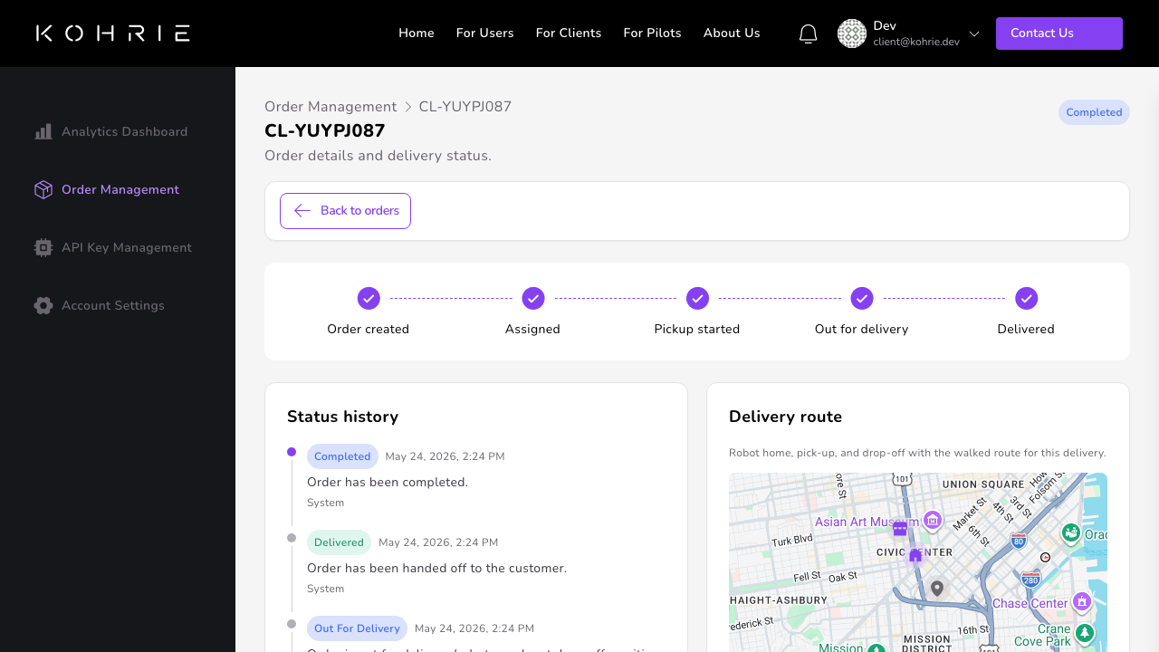 Order tracking